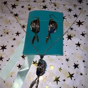 Vintage R.B. STERLING Cowgirl Hat Earrings and Necklace Set